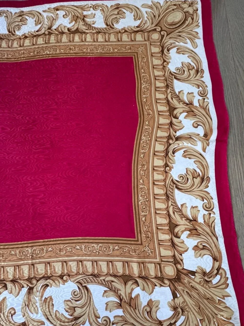 Talbots Vintage Silk Square Scarf,(1980/90s),Red/Gold Baroque,Collector Interest - Picture 5 of 9
